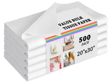 500 Sheets 20"X30" White Tissue Paper Bulk for Gift Bags Wrapping Paper, Birt...