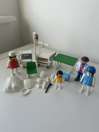 Vintage Playmobil Hospital Set with 4 characters & lots of accessories.