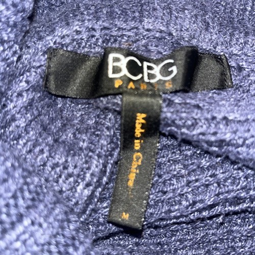 Suéter de punto medio BCBG Paris para mujer cuello capucha mezcla de algodón usado en excelente estado azul k1 - Imagen 4 de 6