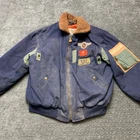 Vintage Paris Sport Club Bomber Jacket Mens Navy Blue Quilted Lined Full Zip