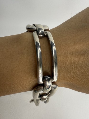 "Brazalete de eslabones de plata de ley 925 de cadena gruesa de 8,5""" - Imagen 1 de 5