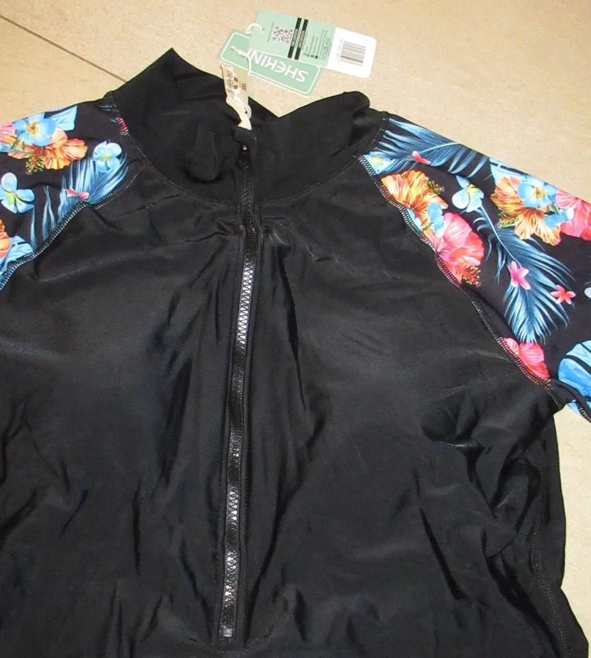 Rashguard-Badeanzug Kleid langarm Daumenlöcher Strand & Surfen Reißverschluß XXL - Bild 3 von 4