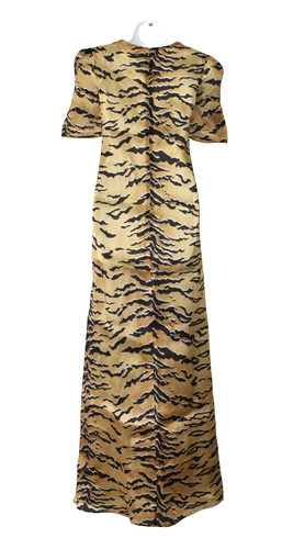 C5 Auth ZIMMERMANN Matchmaker Tiger Printed Silk Side Pockets Maxi Dress Size 3 - Picture 4 of 8