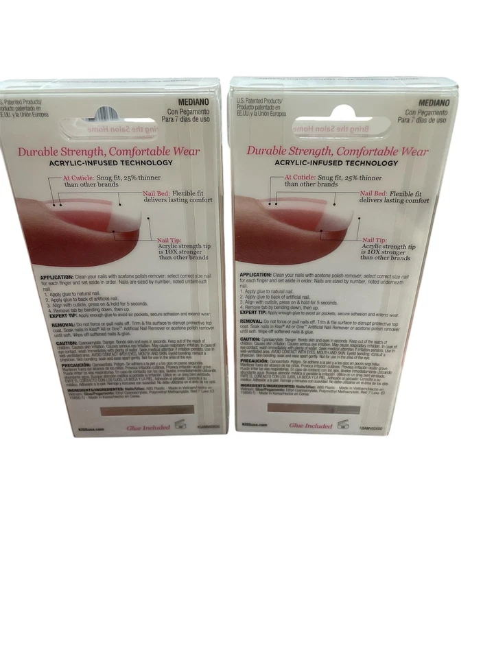 PACK DE 2 Uñas Francesas Acrílicas Salón Longitud Media 62287 28 Uñas Foto 2 de 3