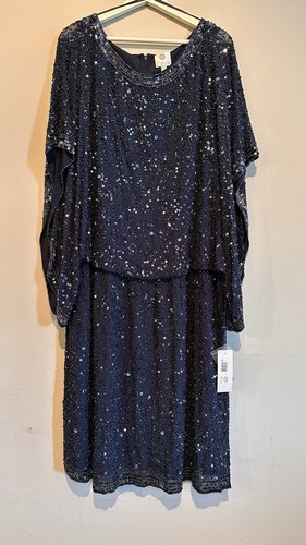 NWT PATRA SEQUIN BEADED WOMEN DRESS 3/4 Sleeve Silk Party Plus 24W Evening Gown - Picture 3 of 22
