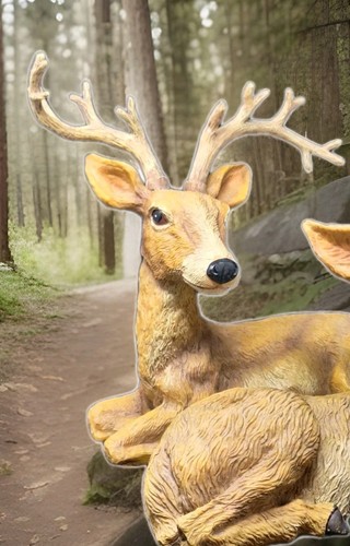 Weihnachtsbock und Reh Polyresin Hirsch Figuren Weihnachtsdeko / Rasenschmuck - Bild 2 von 22