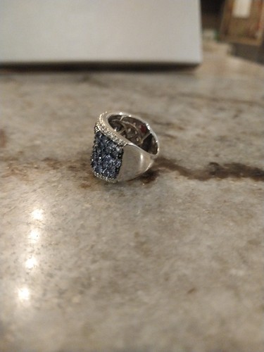 TANZANITE, White Zircon Cluster Ring in Rhodium/ Sterling Silver sz 5, TCW =4.40 - Picture 19 of 24