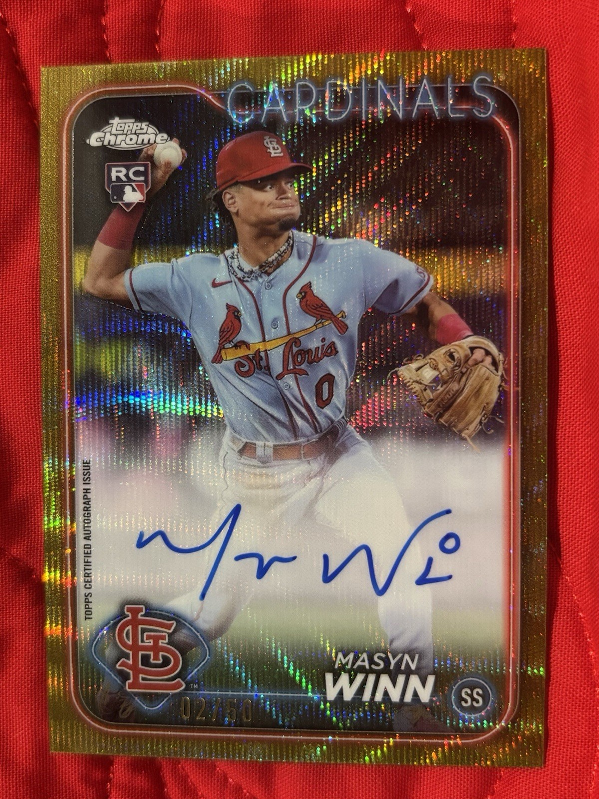 2024 Topps Chrome Rookie Auto Masyn Winn #RA-MW Gold Wave Refractor /50 (AU, RC)