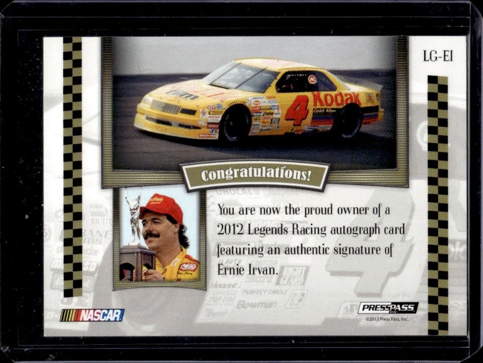 2012 Press Pass Legends Ernie Irvan Auto Autograph #149/199 - Image 2 of 2