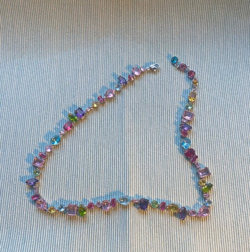 Swarovski Gema Necklace Mixed Cuts Multicoloured Rhodium plated 40cm - Picture 9 of 19