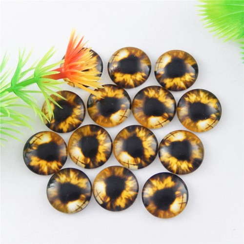 18 Colors Glass Dragon Eye Cameo Cabochon Flatblack Dome Eyeball Jewelry 8-30mm - Picture 13 of 19