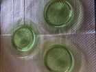 Vintage Green Depression Glass Vaseline plates Lot Of 3