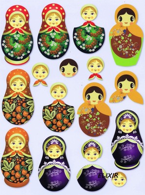 FEUILLE 3D MATRIOCHKAS POUPEES RUSSES CARTES 3D PAPER RUSSIAN DOLLS DECOUPAGE