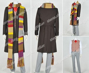 Who Cosplay Doctor Costume 4th Fourth Dr Tom Baker Suit With Scarf High Quality