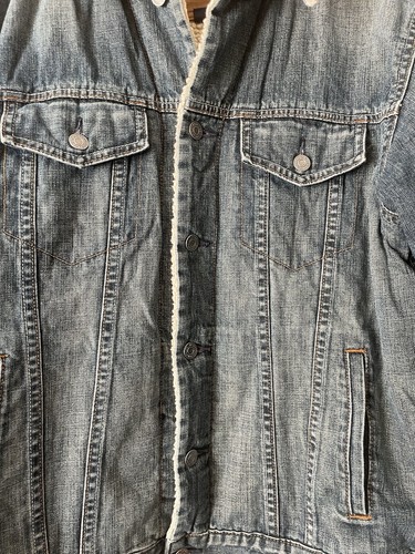 Vintage Gap Sherpa Lined Denim Jean Jacket Bomber Heavy Fall 2004 Men’s M Retro - Picture 6 of 16