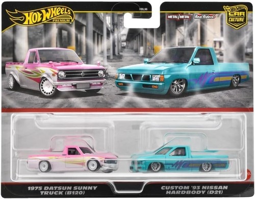 Hot Wheels 2Pk 1975 Datsun Sunny Truck (B120) & Custom 93 Nissan Hardbody (D21) - Picture 2 of 3
