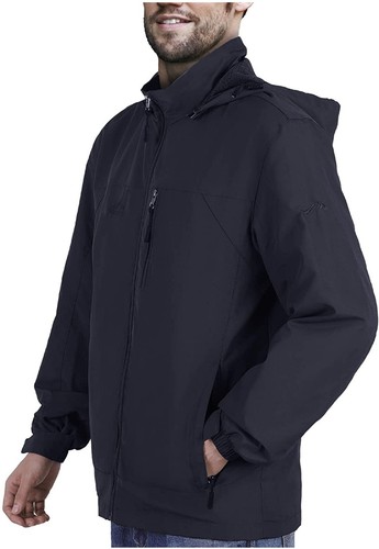 Men's Lightweight Waterproof Hooded Rain Jacket Outdoor XL NAVY BLUE - Picture 2 of 12