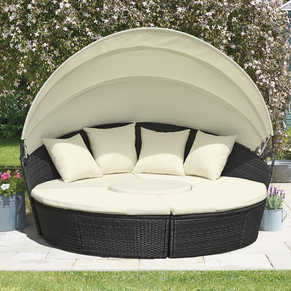 Behling canopy patio daybed with cushions deals