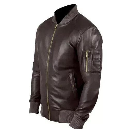 Dark Brown Men Genuine Leather Soft Lambskin Bomber Biker Jacket Stylish Coat - Picture 2 of 7