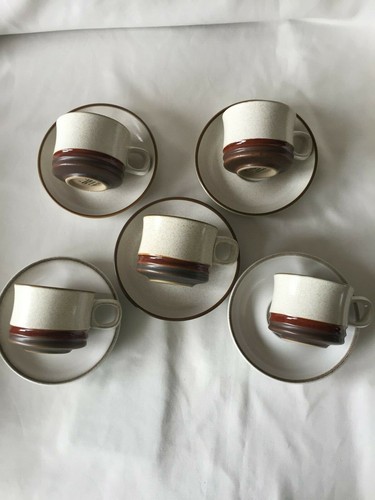 Denby Pottery "Potters Wheel Design" Cups & Saucers x5 - Bild 8 von 10
