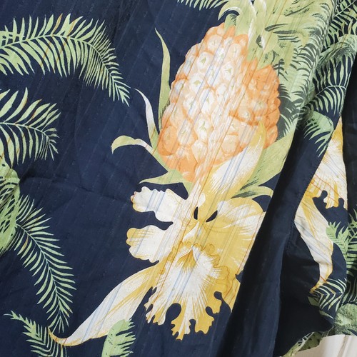 Tommy Bahama Shirt Men XXL Black Green Hawaiian Floral Pineapple Looped Collar - Picture 13 of 18