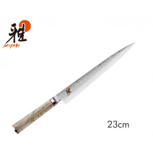 Cuchillo MIYABI 5000MCD Sujihiki 9 pulgadas (23 cm) flor patrón Damasco limitado de JP Foto 2 de 4