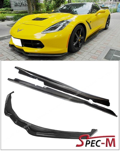 Carbon Fiber Z06 Side Skirt W/ Stage 2 Front Lower Lip For 14-Up Corvette C7 - Bild 1 von 5