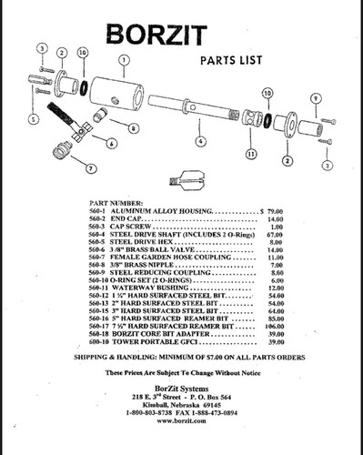 Borzit - Horizontal Earth Boring Tool, 1" Bit & 3" Bit (No Case) - Picture 4 of 6