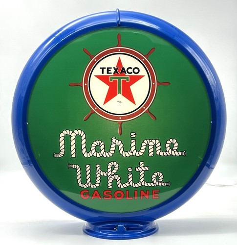 TEXACO MARINE WHITE GASOLINE 13.5" Gas Pump Globe - SHIPS FULLY ASSEMBLED! - Picture 7 of 16
