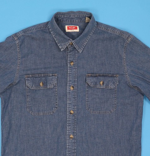 WRANGLER Men's Shirt Long Sleeve Blue Denim. Size: Medium. - Picture 4 of 5