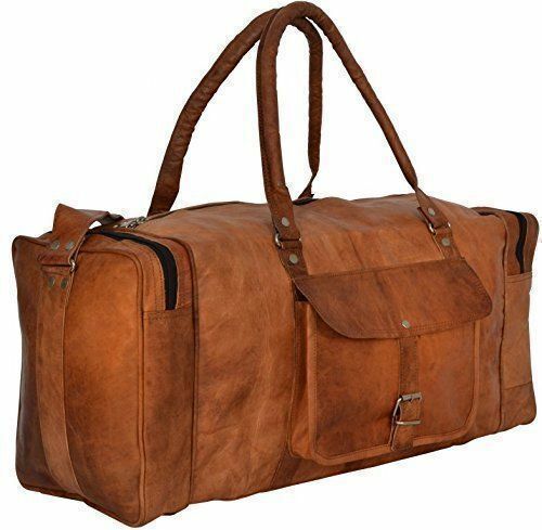 Bag Leather Duffle Men Travel Genuine Gym Luggage Overnight Vintage Weekend Bag - Picture 8 of 9