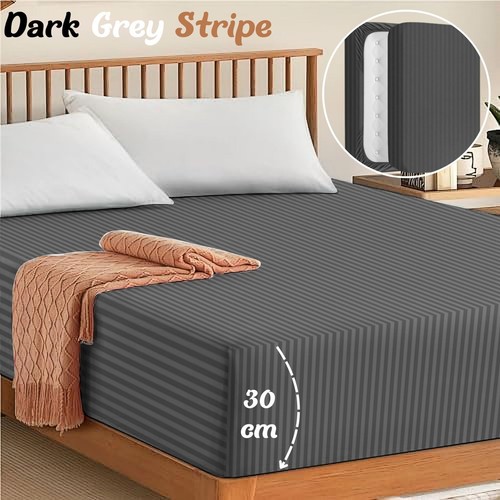 Ägyptische P Baumwolle Spannbettlaken Streifen Extra Tief 30CM Bettwäsche Double King Size - Bild 24 von 67