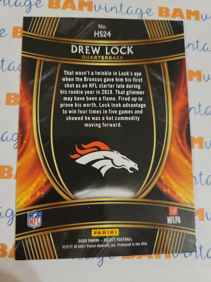2020 Select Drew Lock 🔥 Denver Broncos HOT STARS insert card 🔥 HS24 - Image 2 of 2