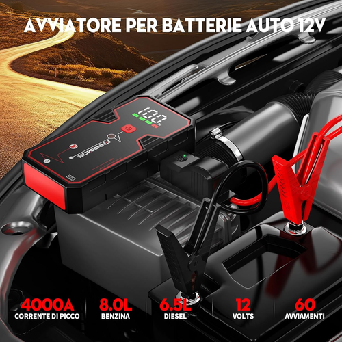 Avviatore Batteria Auto, 4000A 21800Mah Avviatore Emergenza per Auto(Motori Fino - Foto 2 di 12