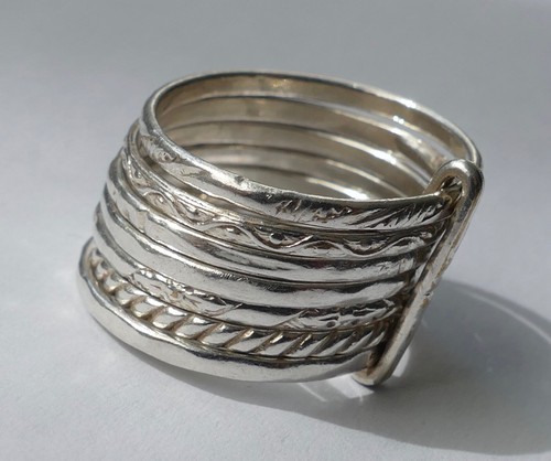 Ring 7- fach Ring schlicht zeitlos 925 Silber Vintage 80er ring silver - Bild 2 von 4