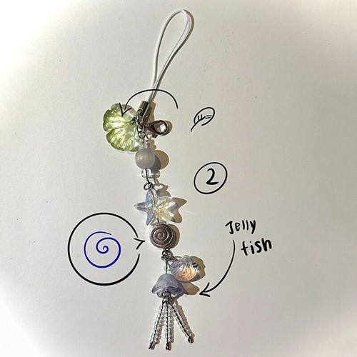 Cute Phone Charm Strap Summer Ocean Style Seashell Jelly Fish Pendant Key Strap - 第 7/9 張圖片