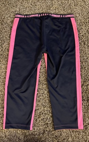 Under Armour Girls' Fitted Capri Legging Pink/gray  XL Elastic Waist - Picture 7 of 7