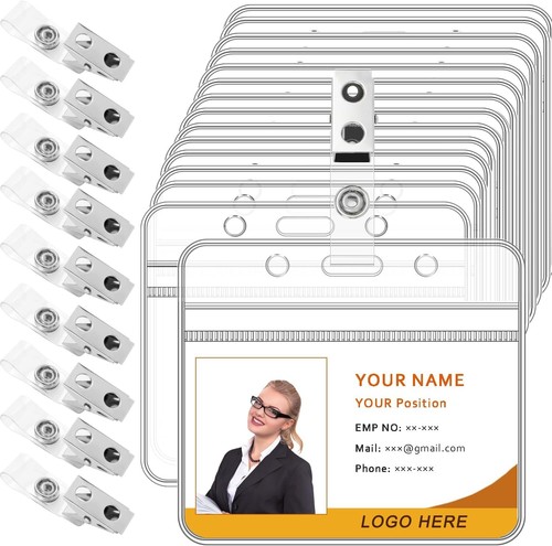 50 Stck. Horizontaler Ausweishalter mit Metallclips Klar Namensschild Abzeichenhalter mit - Bild 1 von 7