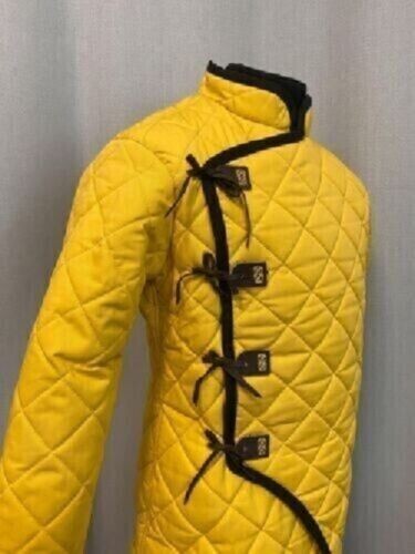 Yellow Medieval Padded Armor Quilted Gambeson with Fantasy Style Cut - LARP, SCA - Picture 2 of 3