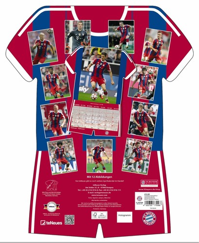 FC Bayern München 2015 Trikotkalender teNeues ca. 34 x 42 cm - Afbeelding 2 van 2