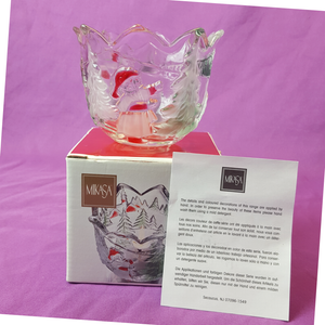 Mikasa-Candle-Votive-Holder-Christmas-Holiday-Landscape-Clear-Frosted-Hand-Paint