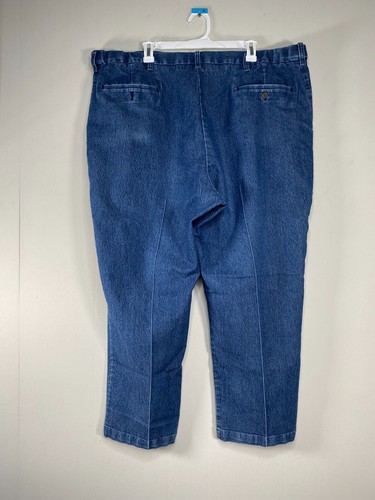Haggar Denim Dress Pants Men's 46 x 30 High Rise Blue Office Casual - Picture 2 of 19