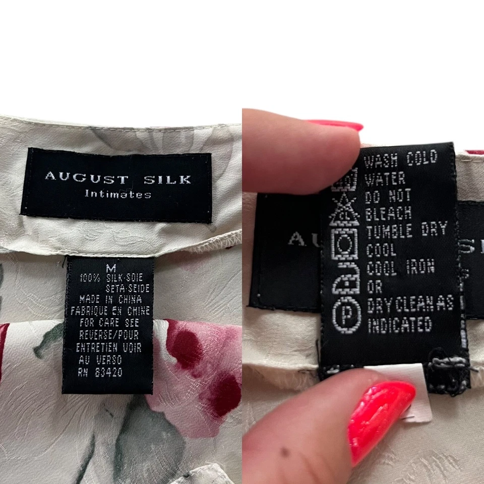 Vestido sin mangas August Silk Intimates para mujer M blanco rosa floral cuello en V lencería Foto 3 de 4