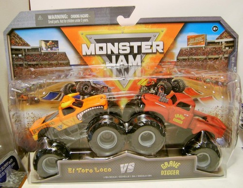 Hot Wheels Monster Jam Spin Master 2023 2 Pk 1/64 El Toro Loco Scavatore di tombe #26