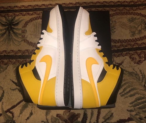 Nike Air Jordan 1 Mid University Gold White Black 554724-170 Men's Size 13 New - Picture 2 of 6