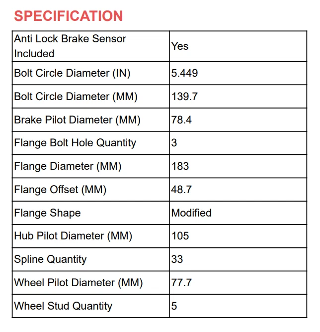 Conjunto de buje y cojinete de rueda delantera 513271 para Chrysler Aspen D6 2008 2009 Foto 3 de 4