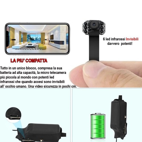 Micro Telecamera wifi infrarossi ip microcamera mini microcamera ipcam video - Foto 2 di 7