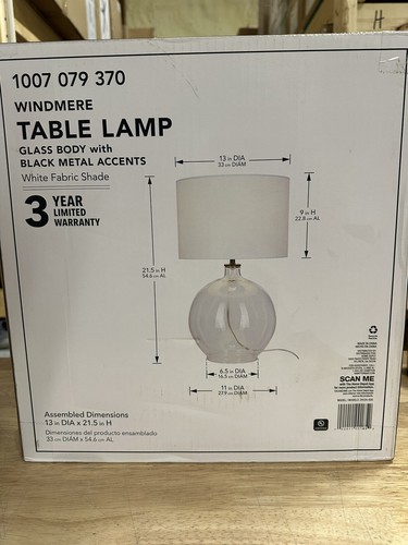 Hampton Bay Windmere 21.5 in Clear Glass Table Lamp - Picture 2 of 2