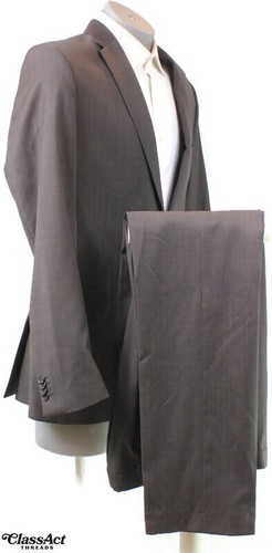 Tuta H&M 2 pezzi uomo slim fit marrone 2 Btn lana 42L fronte piatto vita 34"