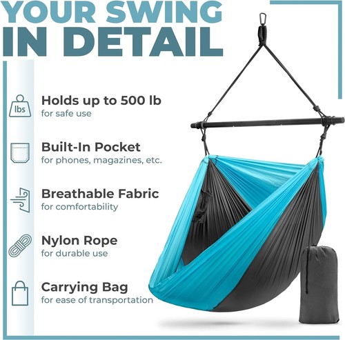 Sorbus Hanging Hammock Chair - Collapsible and Lightweight Outdoor Swings - Picture 3 of 9